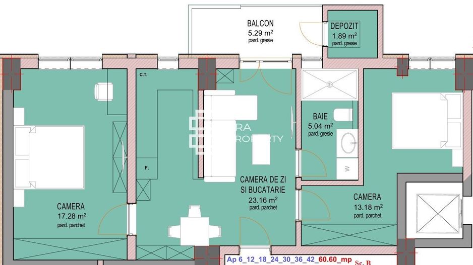 Apartament 3 Camere -61 mp -zona Doamna Stanca Selimbar - Schiță 8