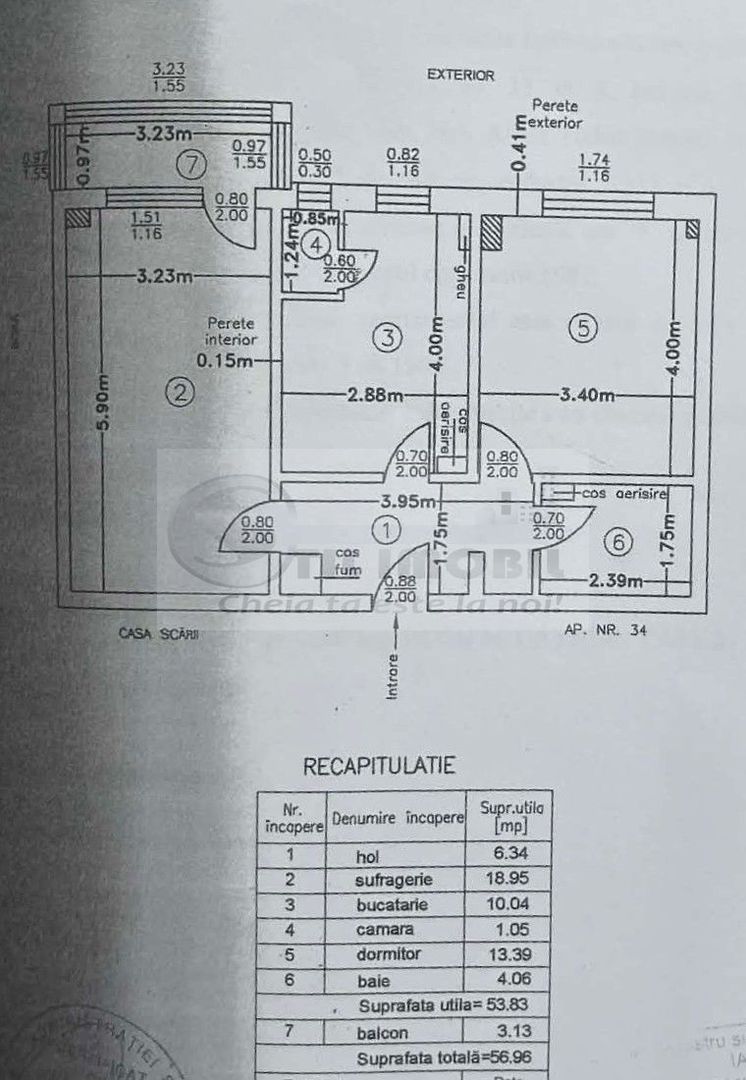 Tudor Neculai - Bloc 1986 - Apartament cu 2 camere decomandat ! - Schiță 9