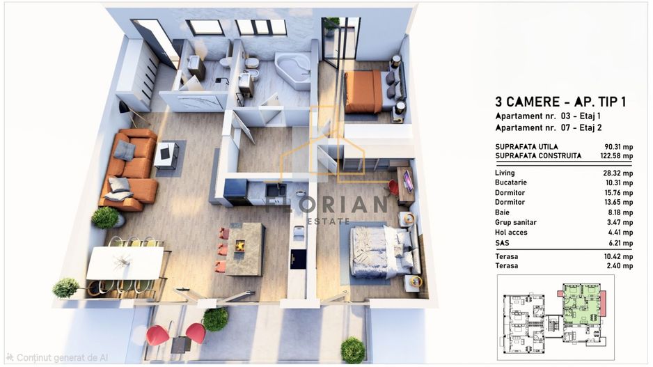 Apartament 3 camere, bloc nou, Braytim - Comision 0% - Poză 2