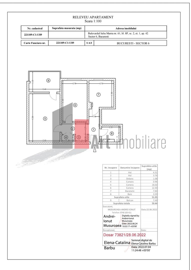 Apartament 2 camere Răsăritului - Schiță 14