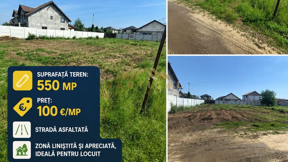 TEREN/550 mp | Comuna Berceni | Stradă Asfaltată | 100 €/mp - Poză 1