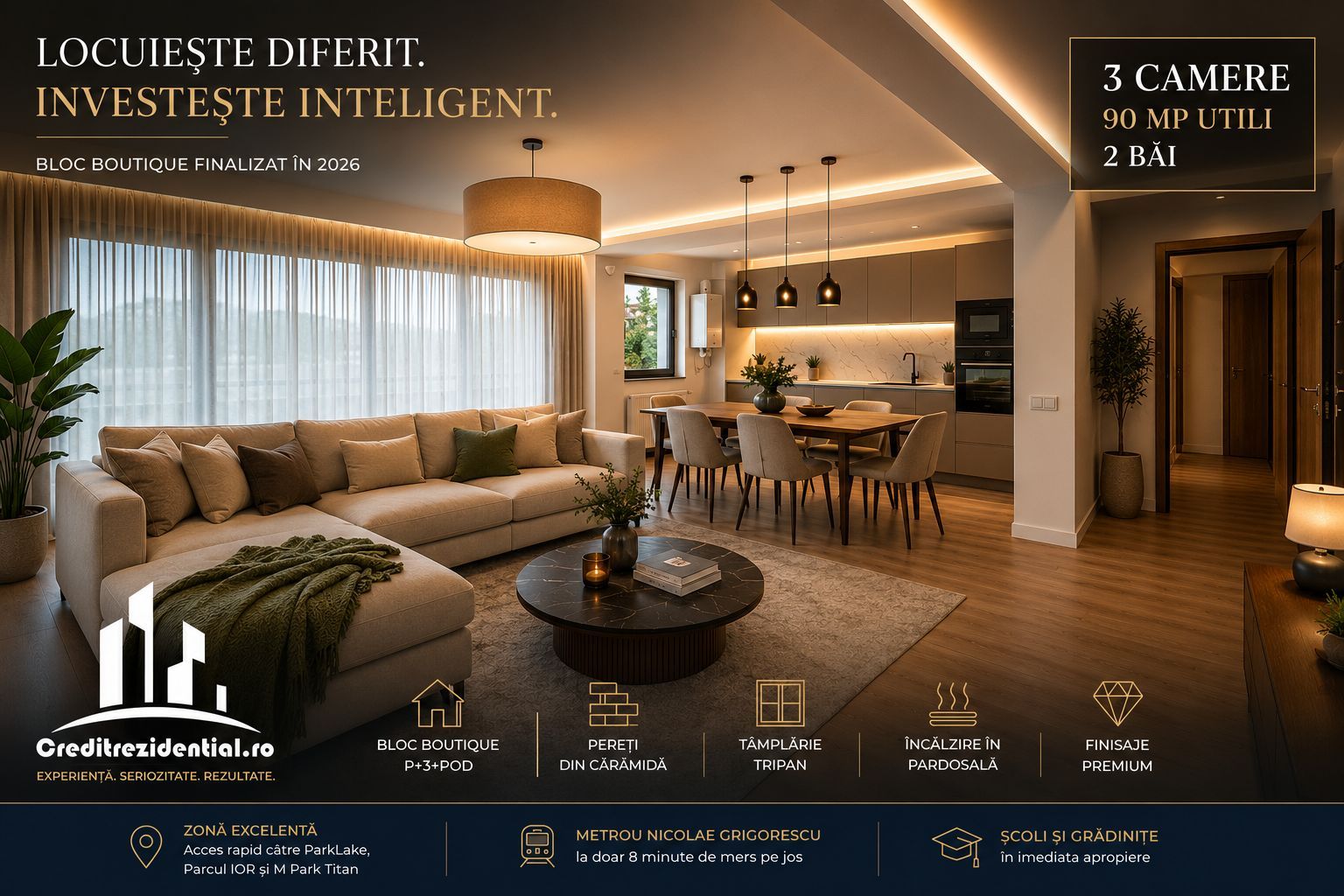 NOU!!! 3 camere premium, 90 mp și 2 băi | Bloc boutique- 0% comision - Poză 1