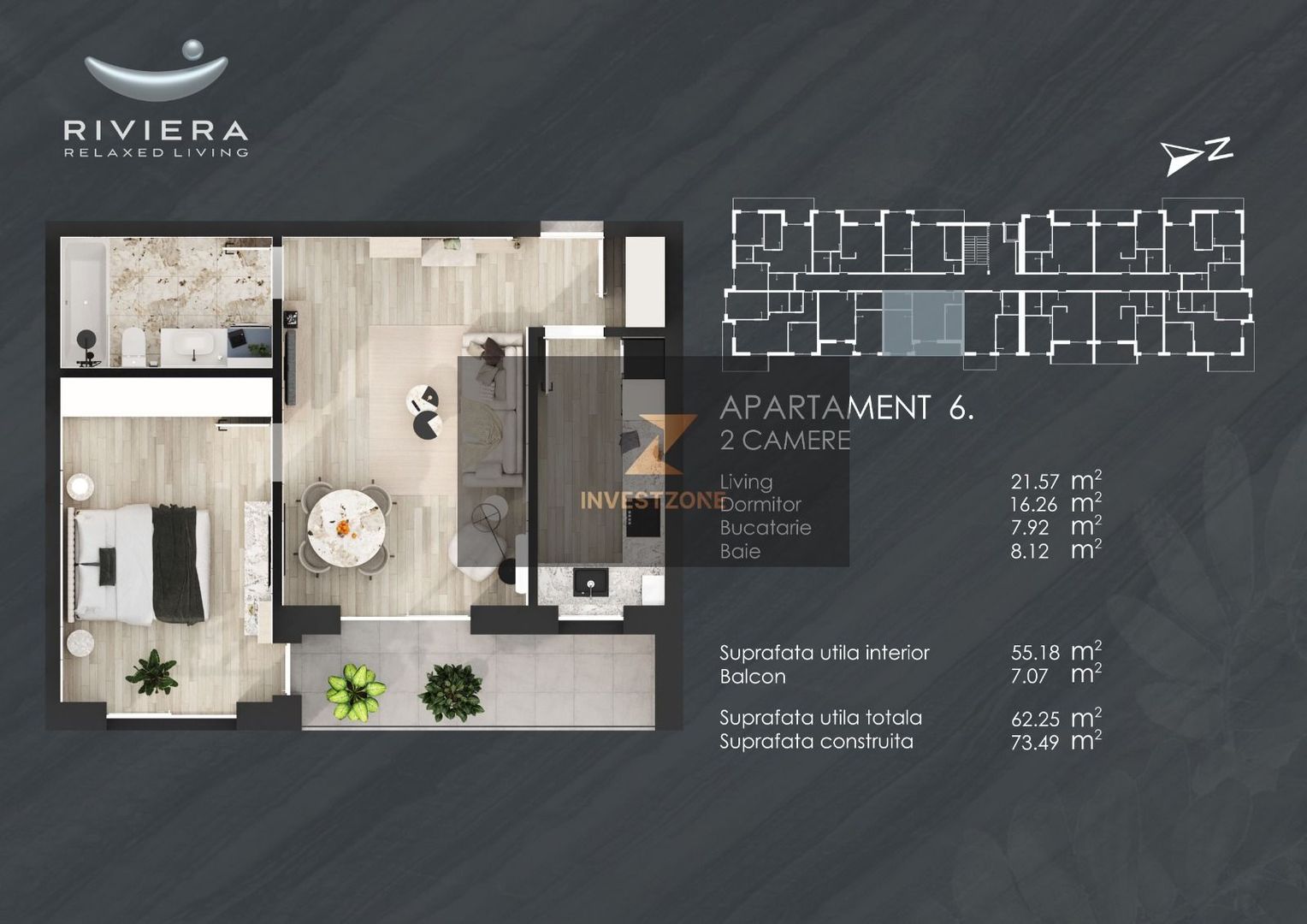 InvestZone vinde apartament 2 camere decomandat in complexul Riviera - Poză 1