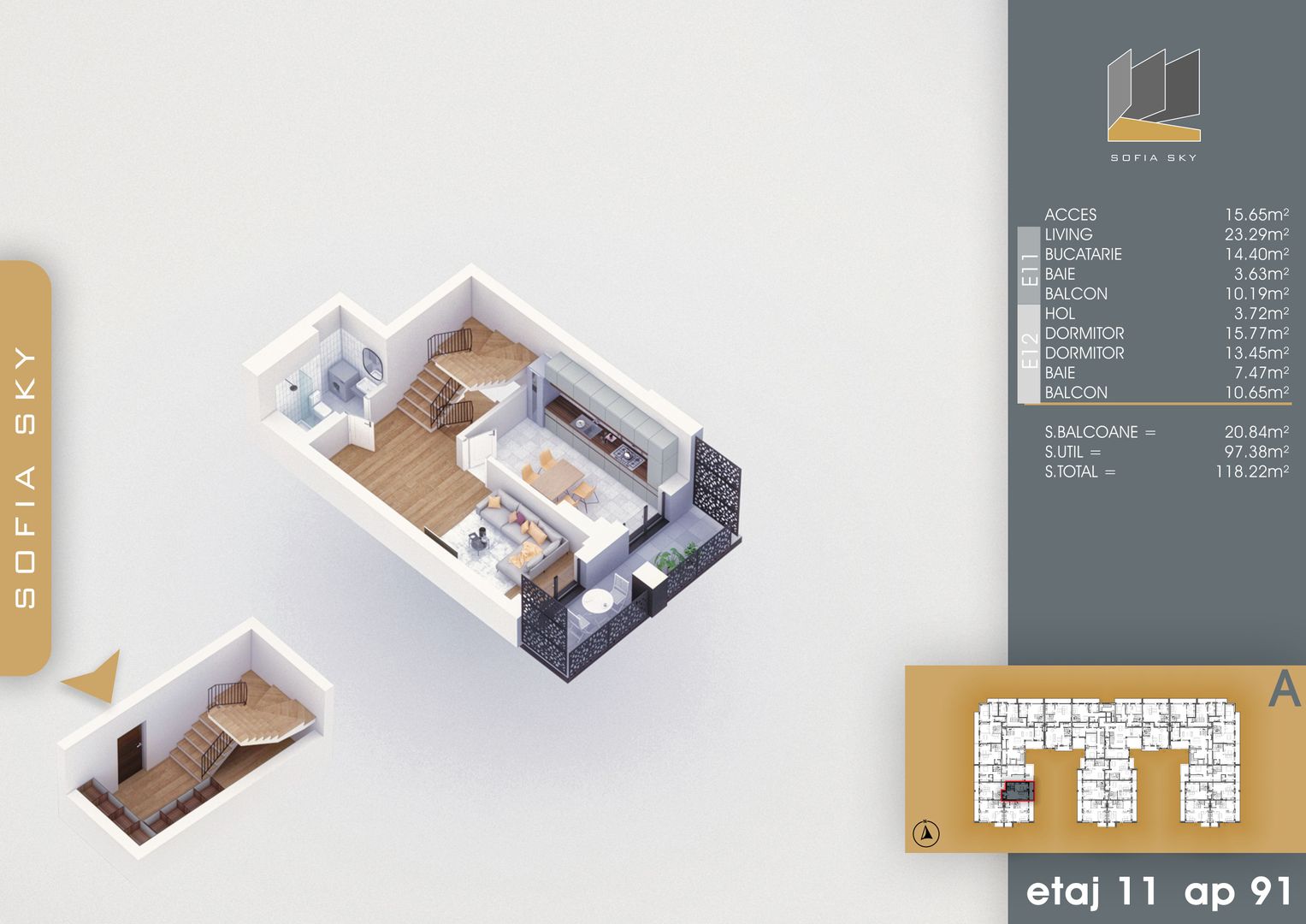 3 camere tip duplex  7 minute fata de  Metrou N Teclu - Schiță 9