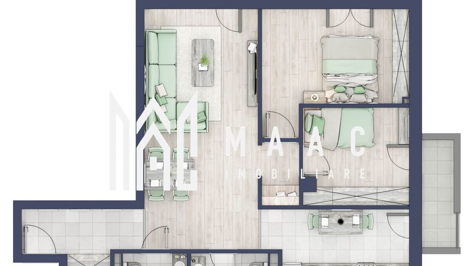 Apartament 3 camere | Balcoane 15.1 mp | Etaj 1 | Turnisor - Poză 1