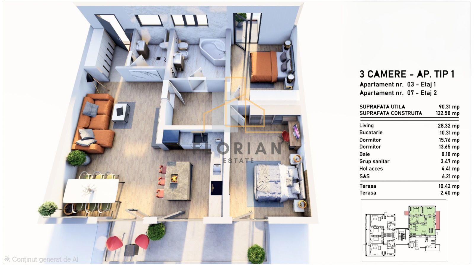 Apartament 3 camere, bloc nou, Braytim - Comision 0% - Poză 2