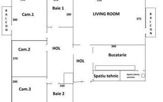 Apartament 4 camere zona Timocului-Saguna etaj 1 cu centrala - Schiță 8
