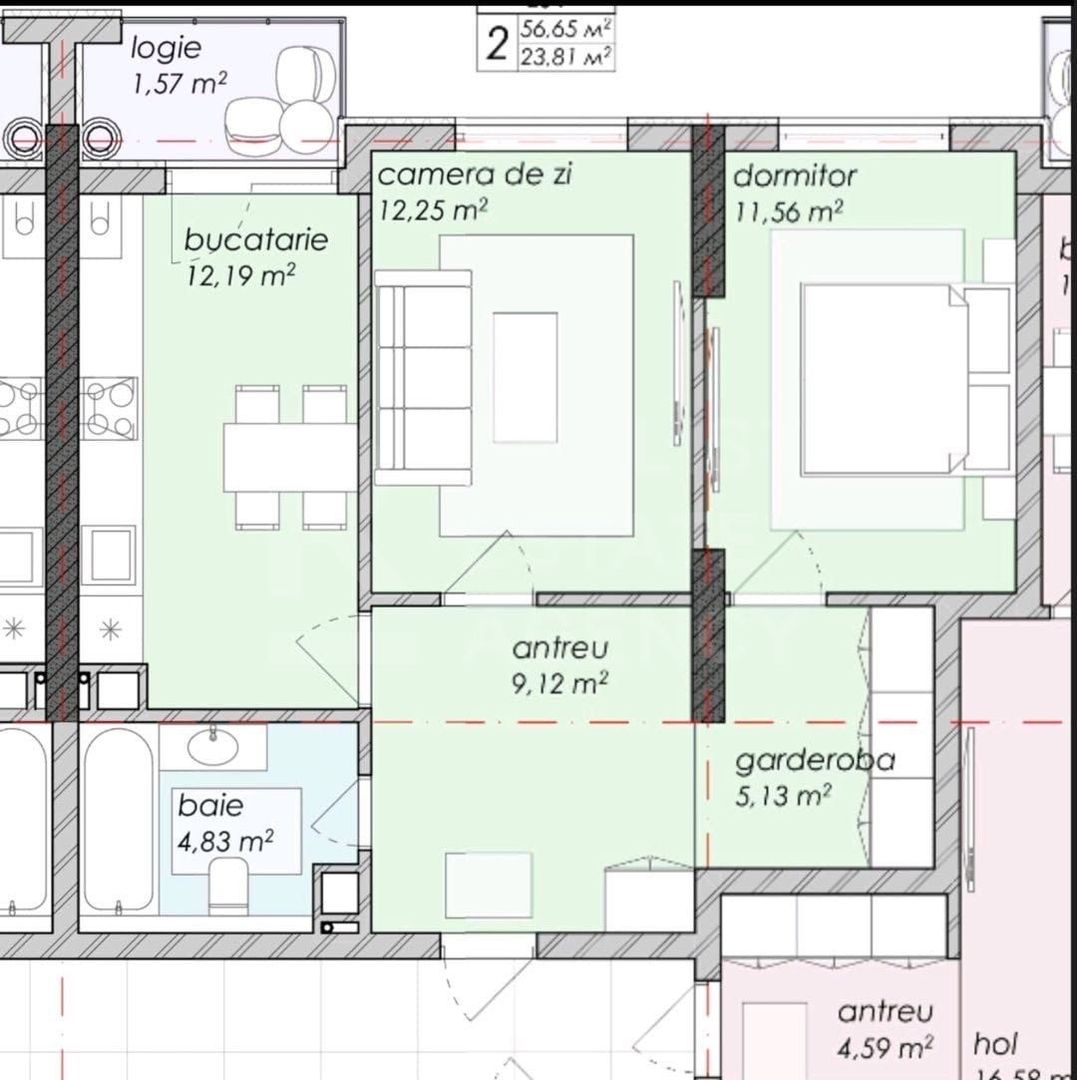 Vânzare, apartamen, 2 camere, str. Nicolae Dimo, Durlești - Poză 6