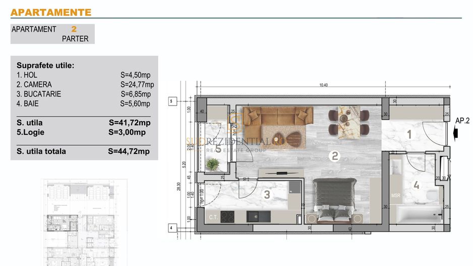 Garsoniera 44 mp, zona Grand Arena Mall, acces rapid metrou, Sector 4 - Schiță 4