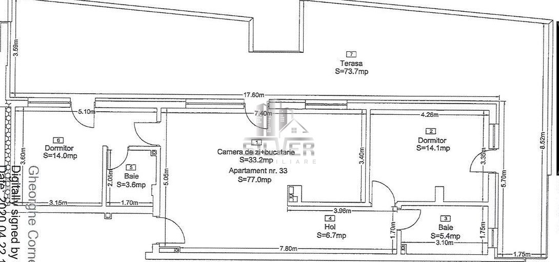Apartament 3 camere/76mp/Terasa 73mp/garaj. - Poză 3