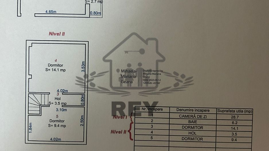 Apartament 2 dormitoare mansarda Mihai Viteazul - Schiță 8