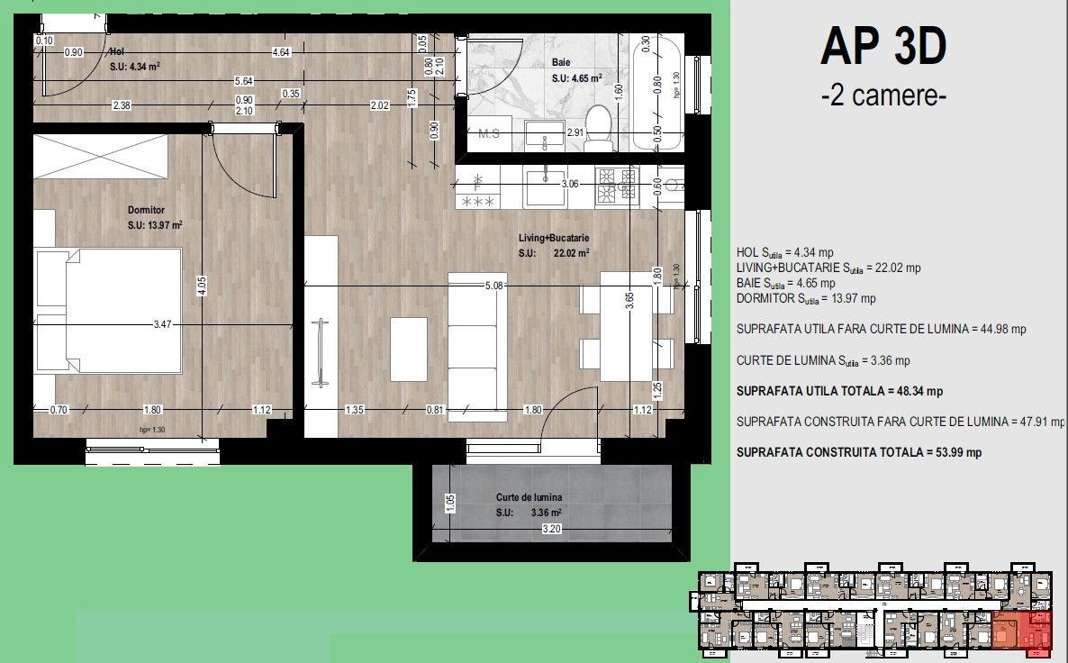 Apartament 2 camere de vânzare Otopeni - Nou, Parcare, Luminos, Preț super! - Schiță 11