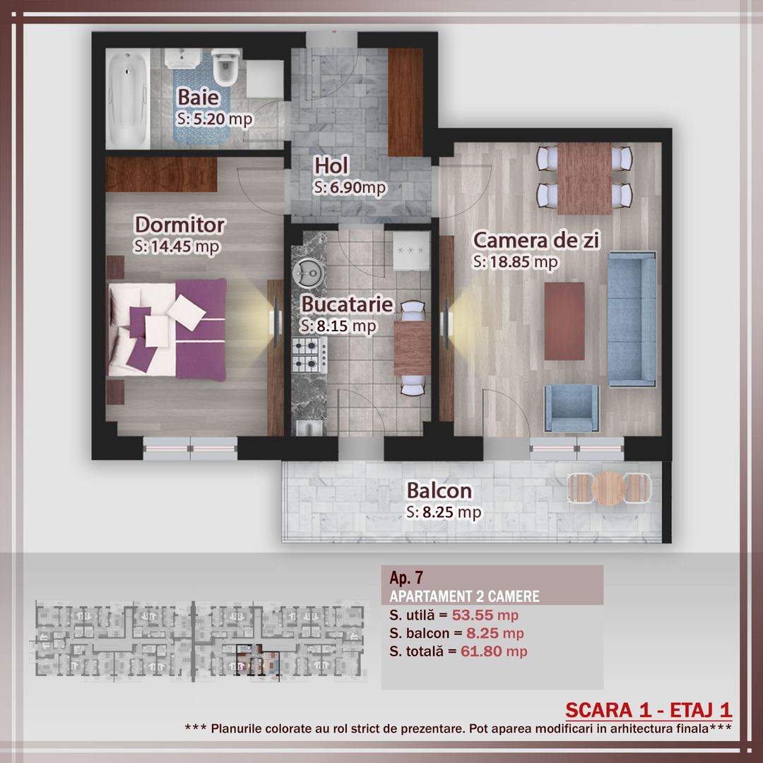 2 camere decomandat -parcare bonus oferta lansare proiect Pallady - Schiță 7