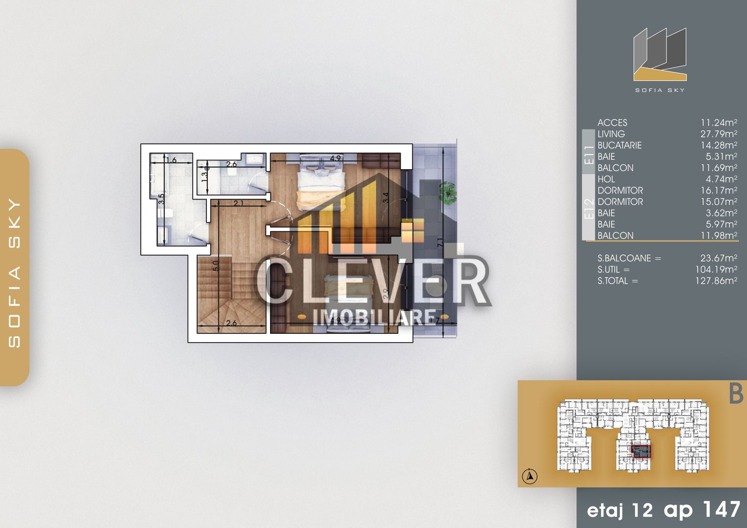 Apartament Dupex 3 camere, Comision 0%, Metrou Teclu - Schiță 7