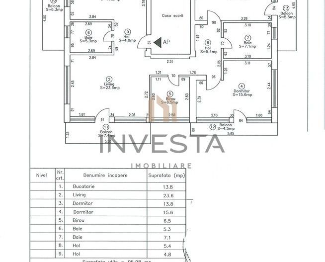 Apartament 4 camere cu 4 balcoane si 2 parcari zona Dorobantilor! - Schiță 10