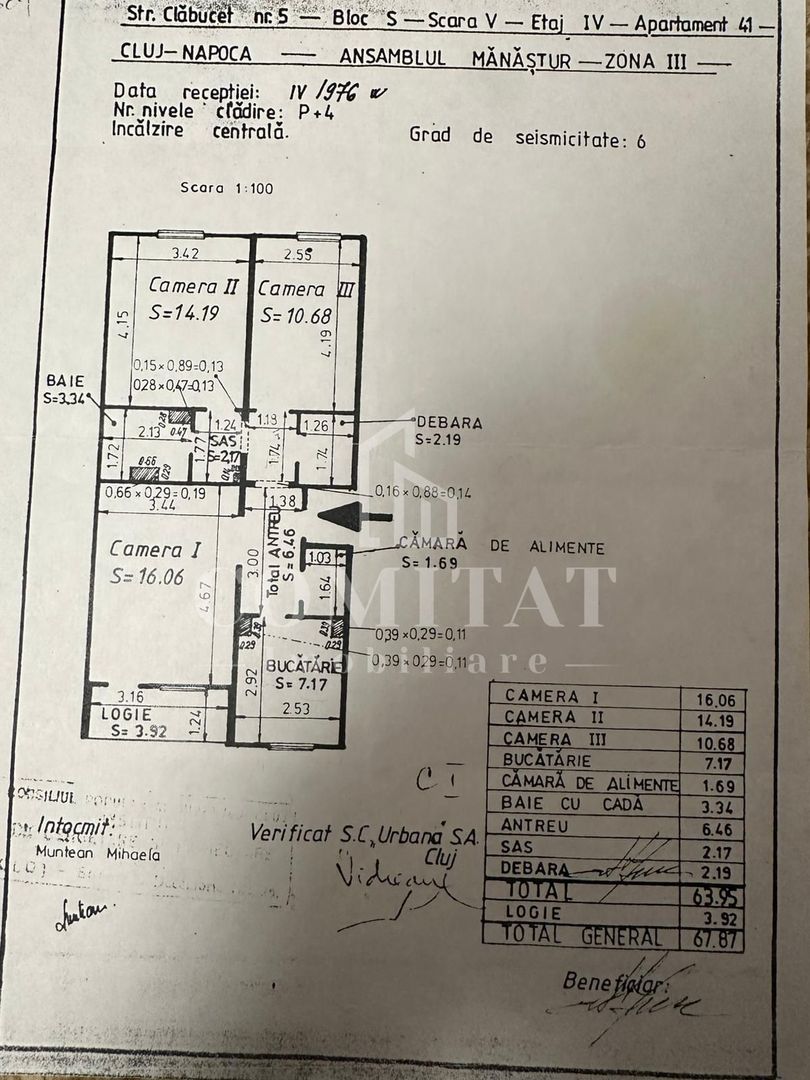 Apartament 3 camere | 64mp | zona Bucium - Schiță 14