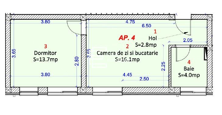 Apartament 2 camere -intabulat - Selimbar zona Shopping City - Schiță 7