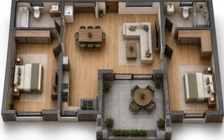 Apartament 3 Camere- 66,5 MPU-Parter-Terasa-Parcare - Poză 1