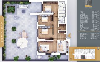 4 camere cu terasa de 166 mp Titan Pallady  700 m Metrou Nicolae Teclu - Schiță 5