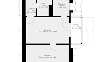 Sagului- Piata Doina | 3 Camere | 42 mp Utili. - Schiță 8