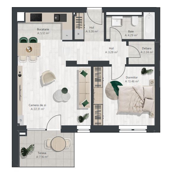 Apartament nou cu 2 camere si debara | Denya Forest - Poză 8