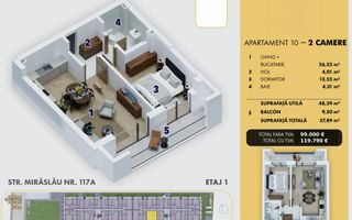 2 camere | 58mp | Bloc Nou langa metrou - Poză 7