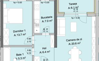 Apartament 2 camere, Marasti – zona The Office, proiect premium - Schiță 2