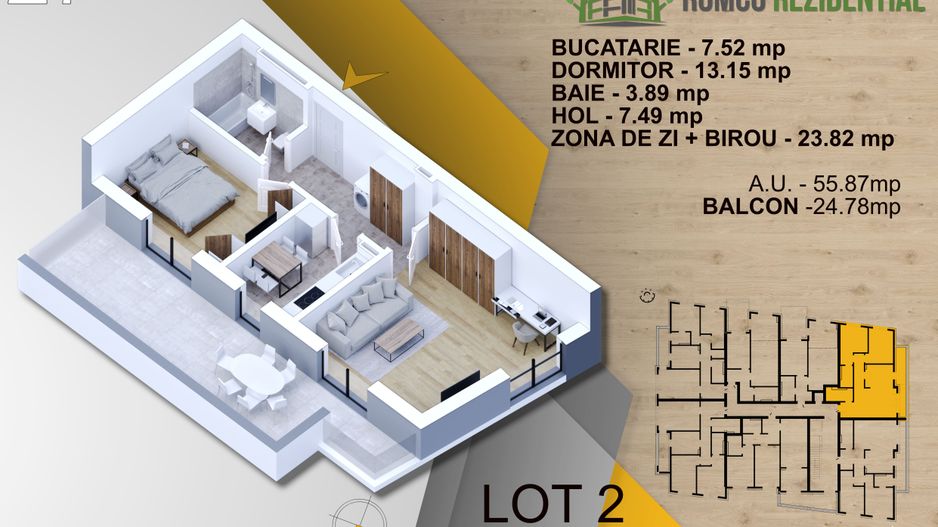 2 camere cu Terasa Titan Pallady- panouri solare -tehnologie  NovingAIR - Schiță 5
