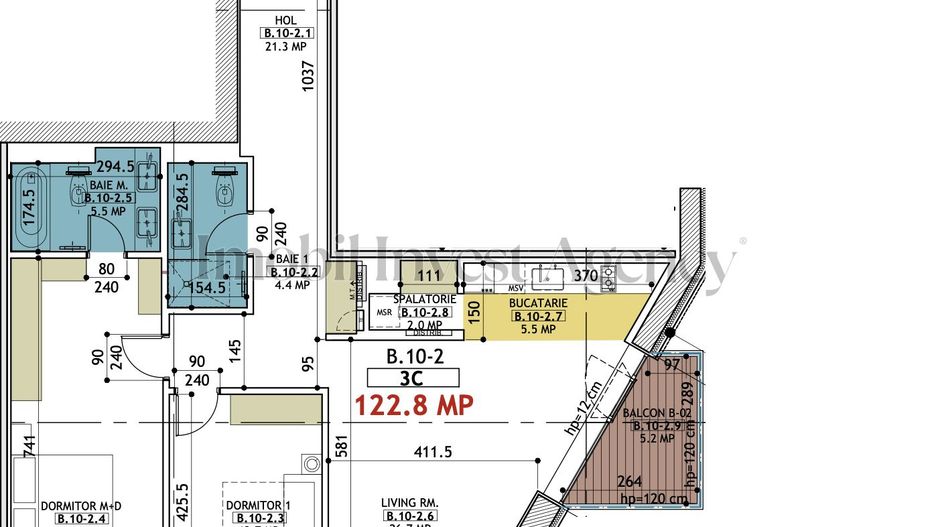 Apartament 3 camere mobilat in One Verdi Park cu loc de parcare inclus - Schiță 14