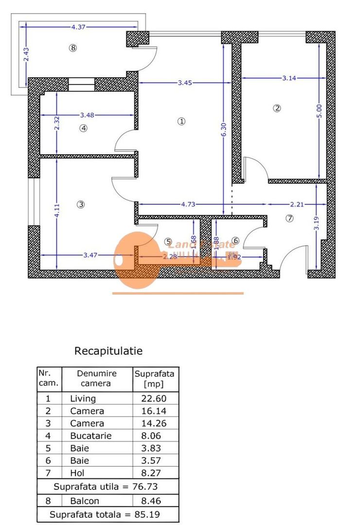 Apartament 3 camere | zona Aviatiei - Schiță 17