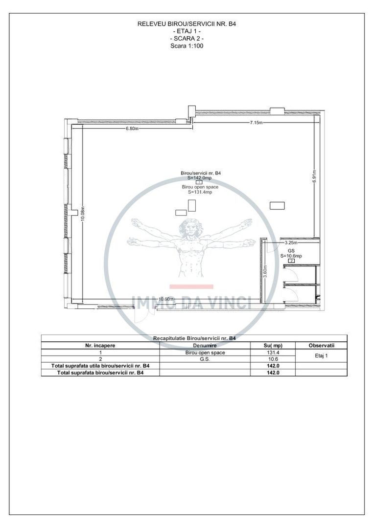 Spatii birouri 142mp si 194mp Marasti Iulius Mall finisaje la cerere - Schiță 2