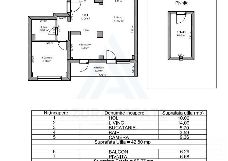 Apartament 2 camere balcon 6.5 mp si pivnita 10 mp pe Calea Dumbravii - Poză 9