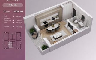 BG143- Apartament 1 cameră bloc nou | terasă | parcare inclusă | Giroc - Poză 5