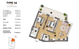 Tomis Plus - Celine Elegance - Vânzare apartament cu 3 camere, etaj 3. - Poză 2