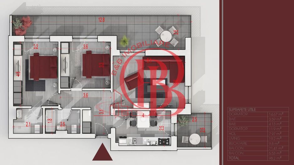 Apartament 3 camere cu terasa Theodor Pallady Metrou N Teclu - Schiță 18