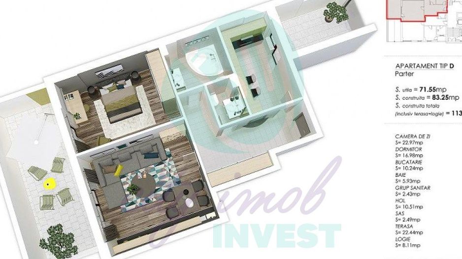 Apartament cu terasa de 23 mp BLOC NOU la 5 min de metrou - Poză 1