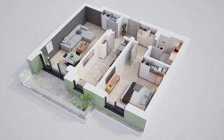 Apartament modern 2 camere cu terasa si incalzire in pardoseala - Poză 3