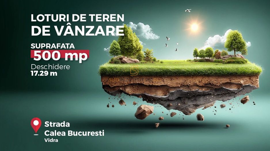 Lot teren intravilan de vanzare, 500 mp, ideal investitie,Comuna Vidra - Poză 1