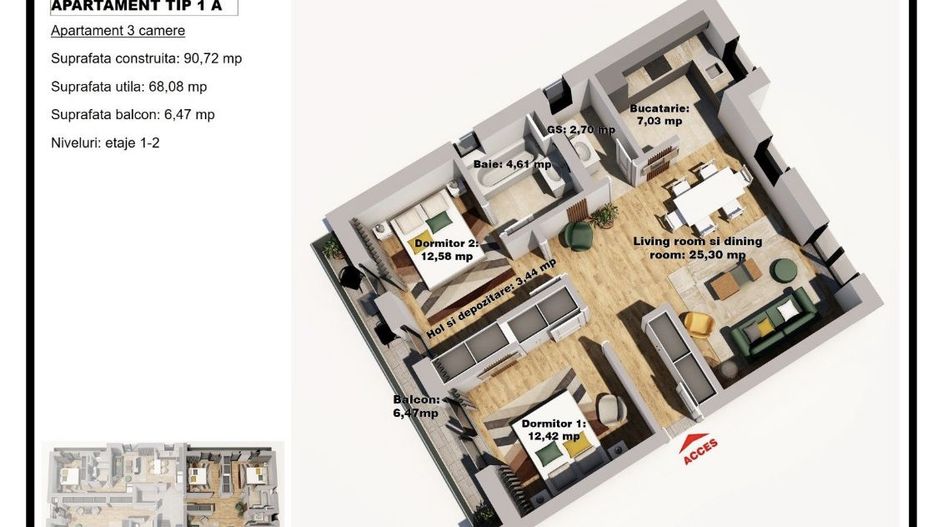 Ap 3 camere Kamsas Baba Novac - Poză 7