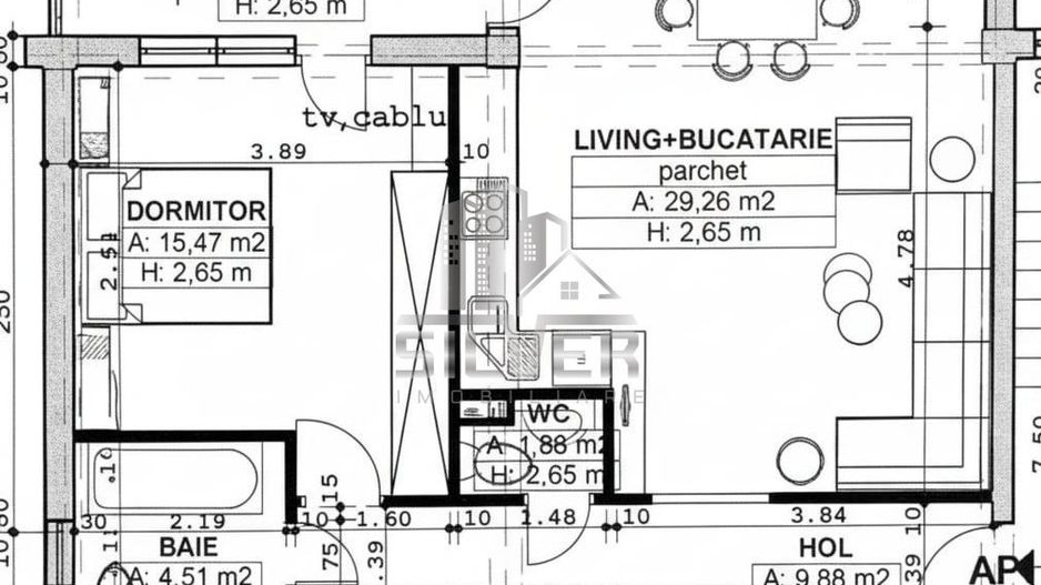 Apartament cu 2 camere /61 mp/parcare cu CF/zona Parcul Poligon. - Poză 6