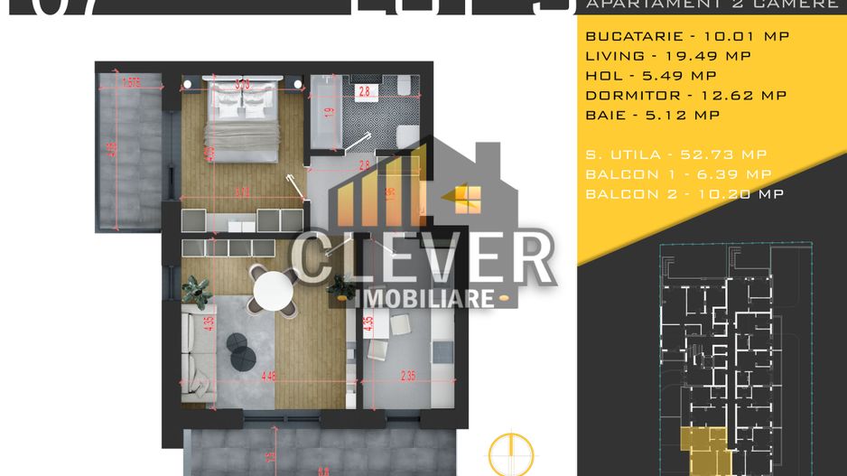 Apartament 2 camere Theodor Pallady Metrou Teclu Comision 0 - Schiță 11