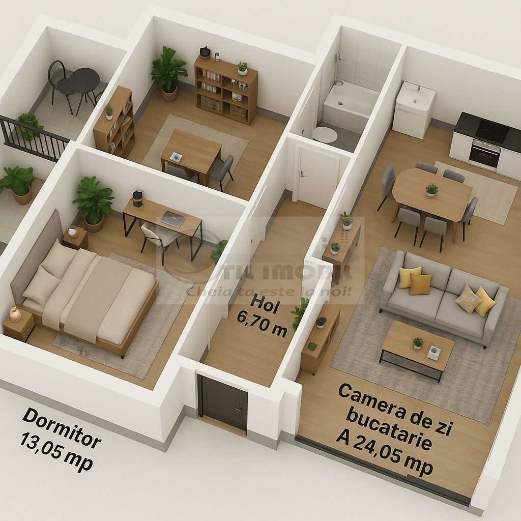 Apartament 3 camere | Curte| Parcare inclusă – 111.100€+21% TVA - Poză 5