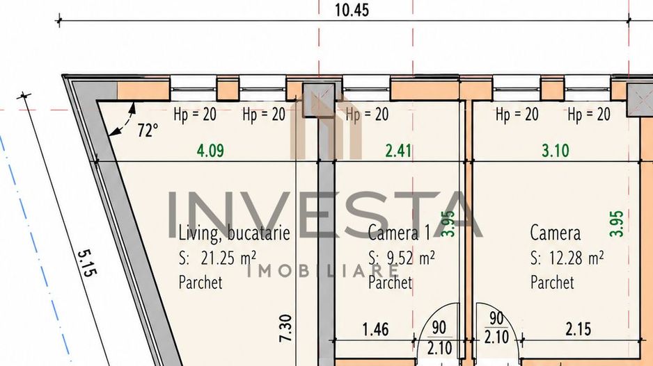 Apartament cu 3 camere, etaj intermediar, bloc nou,  zona Traian Vuia! - Schiță 7
