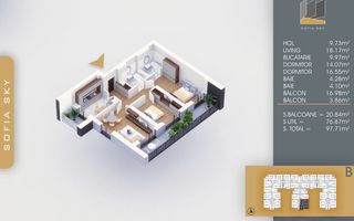 Ideal familie 3 camere decomandat la 7 min M Nicolae Teclu Titan Pallady - Schiță 9