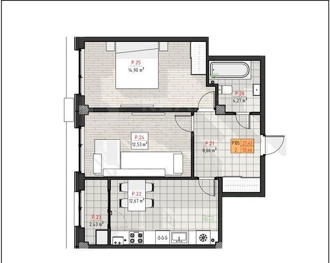 Vânzare, apartamnet 2 camere, str. Ialoveni, Centru - Poză 2