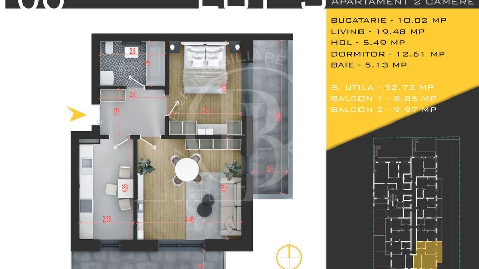 2 camere decomandat Titan Pallady  Metrou Nicolae Teclu - Schiță 10