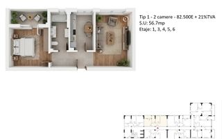 Apartamente 2 camere PLATINUM RESIDENCE Faza 3 - 2026 - Grand Arena - Poză 5