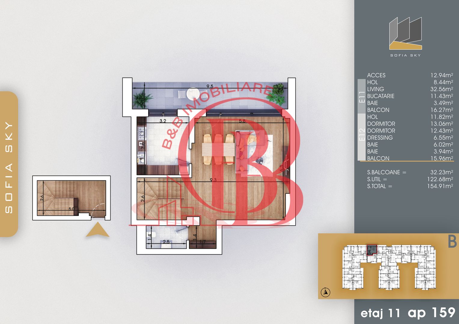 Theodor Pallady Duplex 3 camere la 7min metrou Nicolae Teclu - Schiță 1