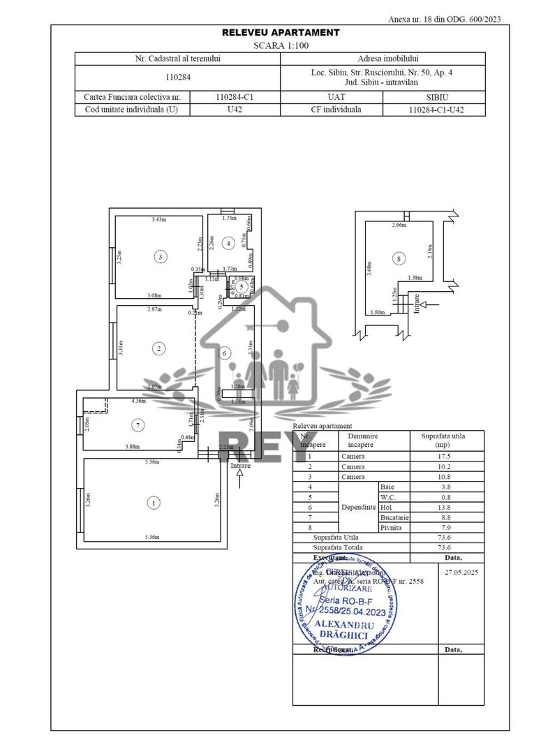 Apartament 3 camere 2 bai+pivniță Parter înalt|Terezian - Schiță 15