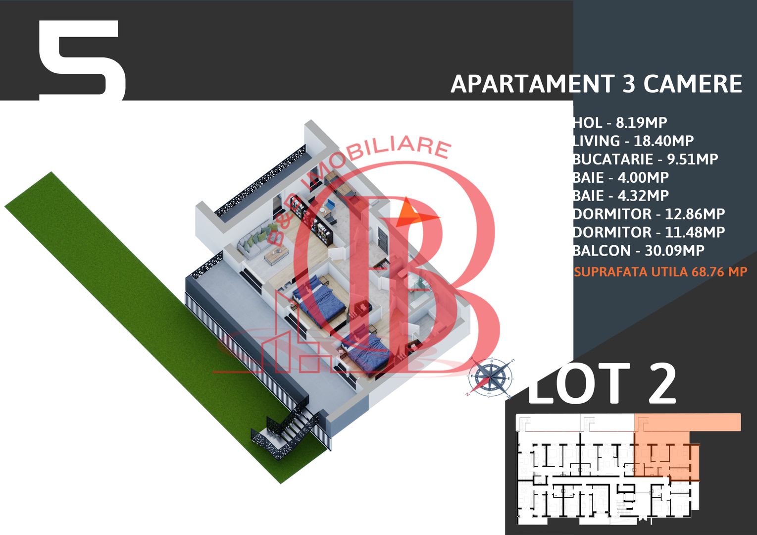 3 camere  cu gradina -parcare inclusa -finalizat- tva inclus - Schiță 5